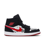Nike Air Jordan 1 Mid Newspaper Air Times Black Red