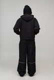 Black Oversized Boxy Hotline Graphic Zip Through Hoodie