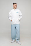 White Oversized Ford Winter Carnival License Printed Hoodie