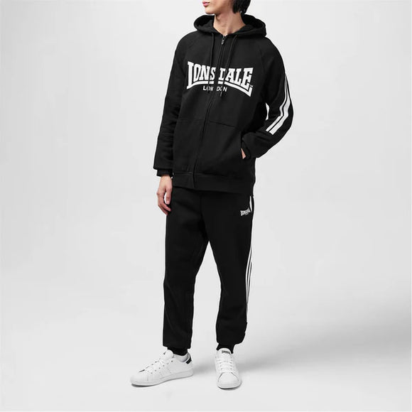 Lonsdale Mens 2 Stripe Jogging Bottoms BLACK