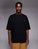 ASOS DESIGN oversized t-shirt with chest embroidery in black.