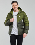 Nike Logo Zip Hooded Down Jacket Men Outerwear Olive
