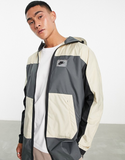 Nike utility colour block hooded jacket in iron grey and rattan