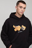 boohooMAN Black Oversized Evil Teddy Graphic Hoodie