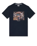 Weekend Offender Wyndham Graphic T-shirt in navy blue