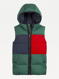 Tommy Hilfiger Kids Rural Green Colour-Blocked Padded Down Hooded Vest