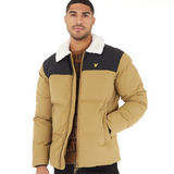 Lyle And Scott Mens Borg Collar Puffer Jacket Camel Bronze