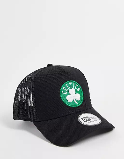 Boston Celtics NBA Black Base A-Frame Trucker Cap