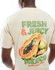 Threadbare cotton fruit back print graphic t-shirt in stone