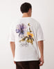 ASOS DESIGN - T-shirt oversize à imprimé fleurs - Blanc.