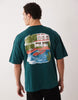 ASOS DESIGN - Oversized mørkegrøn T-shirt med sommerprint