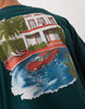 ASOS DESIGN - Oversized mørkegrøn T-shirt med sommerprint