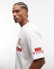 ASOS DESIGN relaxed t-shirt with front graphic in white.