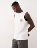 ASOS DESIGN super heavyweight relaxed tank with floral graphic in white rib fabric.