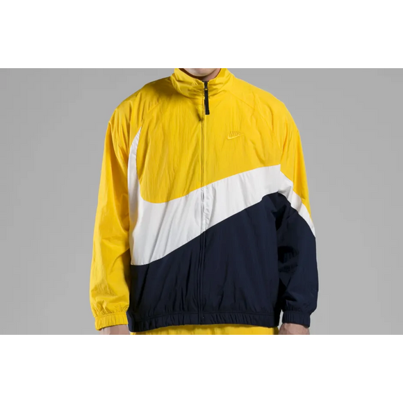 Nike Zipper Knitted Colorblock Sports Windproof Jacket Yellow