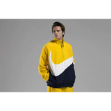 Nike Zipper Knitted Colorblock Sports Windproof Jacket Yellow