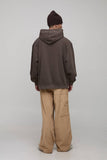Washed Chocolate Oversized Man Star Printed Hoodie