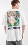 oversized t-shirt with tennis graphic in white