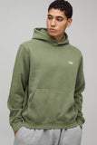 Washed Green Regular Kyoto Back Print Hoodie