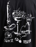 ASOS DESIGN relaxed T-shirt with wine bar graphic in black.