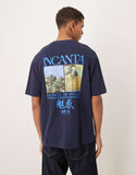 ASOS DESIGN heavyweight relaxed t-shirt with scenic graphic in navy