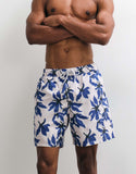 ASOS DESIGN swim shorts in mid length in blue floral print