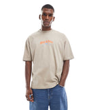 ASOS DESIGN oversized t-shirt with cartoon graphic in white.