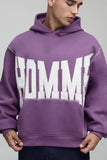Oversized Boxy Twill Applique Contrast Stitch Hoodie