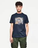Weekend Offender Wyndham Graphic T-shirt in navy blue