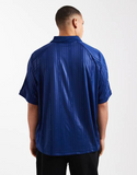 Nike striped polo top in navy