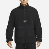 NikeMen's Nike Sportswear Therma-FIT Logo Label Suede Half Zipper Stand Collar Jacket BlackMen's