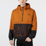 Jordan Half Zipper Breathable Knit Hooded Jacket Brown Men's