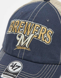 47 Brand Brewers script clean up trucker cap in blue