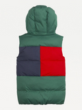 Tommy Hilfiger Kids Rural Green Colour-Blocked Padded Down Hooded Vest