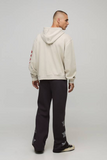 boohooMAN Stone Överdimensionerad Boxig Westerntryckt Dragkedje-Hoodie