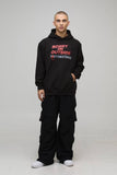 Black Oversized PartyNextDoor License Printed Hoodie