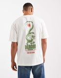 relaxed t-shirt with dragon spine graphic in cream.