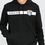 BROOKLYN NETS TEAM LOGO STRIPE BLACK HOODIE