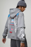 boohooMAN Oversized Boxy Moto Zip Through Faux Layer Hoodie