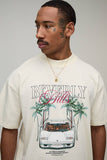 Oversized Extended Neck Beverly Hills Palm Print T-Shirt & Short Set