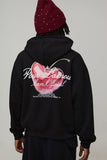 Oversized Boxy Cherry Heart Zip Through Hoodie