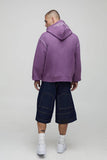 Oversized Boxy Twill Applique Contrast Stitch Hoodie