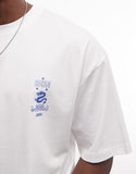 ASOS DESIGN oversized t-shirt with mountain graphic in white.