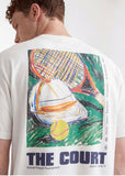 oversized t-shirt with tennis graphic in white