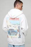 White Oversized Ford Winter Carnival License Printed Hoodie