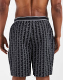 Lacoste monogram print lounge shorts with logo waistband in black