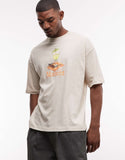 ASOS DESIGN oversized t-shirt with cocktail graphic in linen mix fabric.