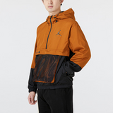 Jordan Half Zipper Breathable Knit Hooded Jacket Brown Men's