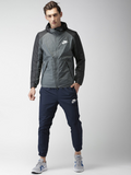 Nike Men Grey Solid Hooded AS M NSW SYN Bomber Jacket