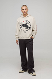 boohooMAN Stone Överdimensionerad Boxig Westerntryckt Dragkedje-Hoodie